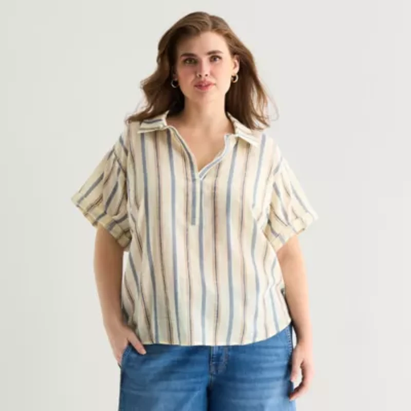 a.n.a Womens Plus Short Sleeve Blouse