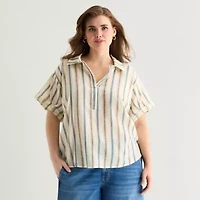 a.n.a Womens Plus Short Sleeve Blouse