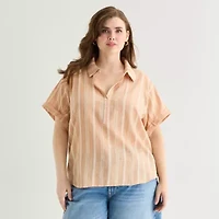 a.n.a Womens Plus Short Sleeve Blouse