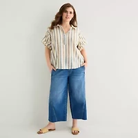 a.n.a Womens Plus Short Sleeve Blouse