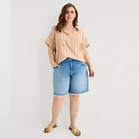 a.n.a Womens Plus Short Sleeve Blouse