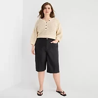 a.n.a Womens Plus High Rise Cropped Pant