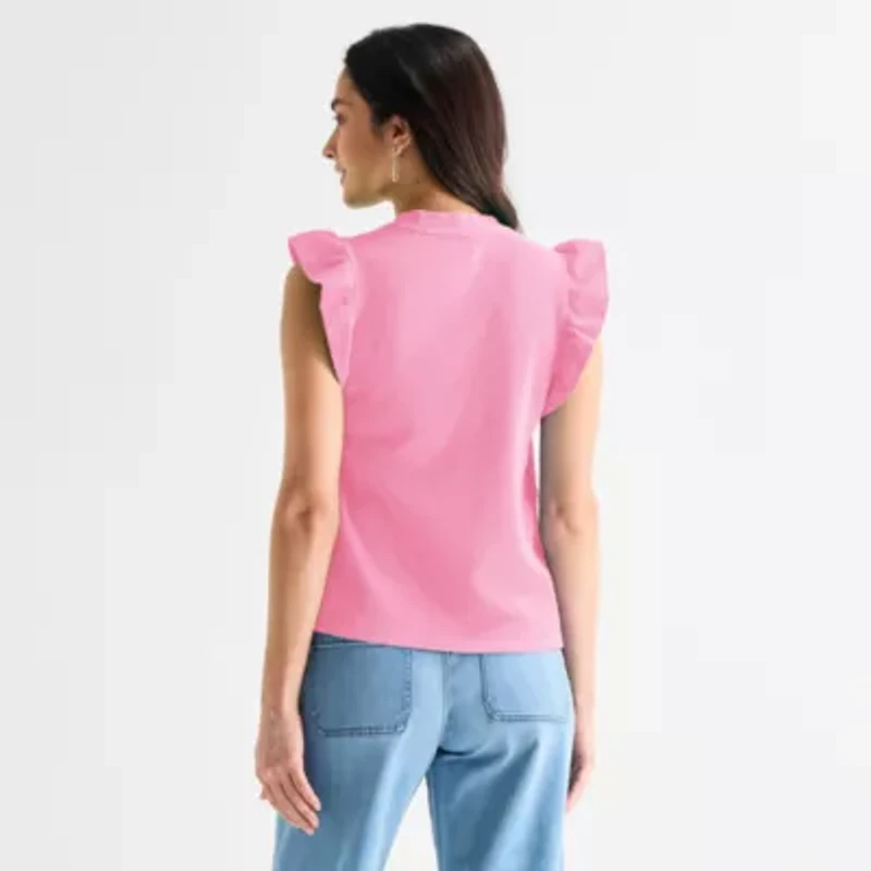 St. John's Bay Womens Crew Neck Short Sleeve Blouse