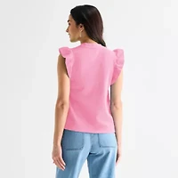 St. John's Bay Womens Crew Neck Short Sleeve Blouse