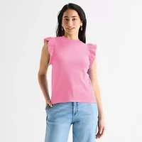 St. John's Bay Womens Crew Neck Short Sleeve Blouse