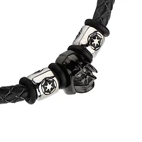 Star Wars® Two-Tone Stainless Steel and Leather Black IP Darth Vader Bracelet