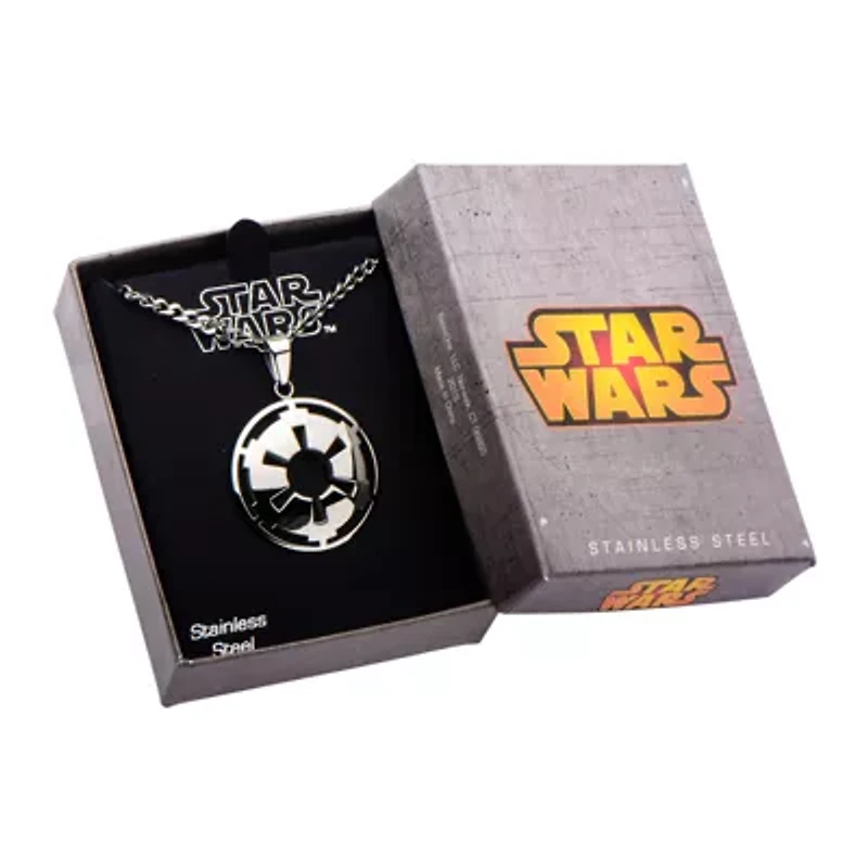Star Wars® Stainless Steel Galactic Empire Symbol Cutout Pendant Necklace