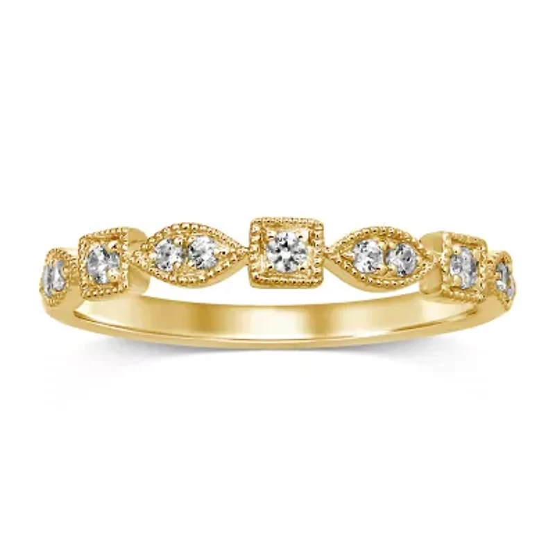 Womens 1/6 CT. T.W. Genuine White Diamond 10K Gold Wedding Band