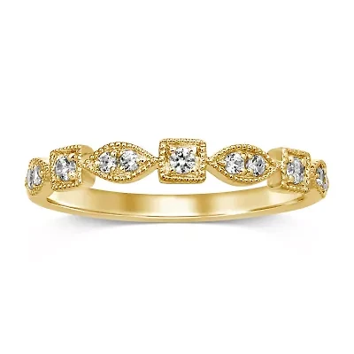 Womens 1/ CT. T.W. Genuine White Diamond 10K Gold Wedding Band
