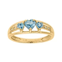 Genuine Blue Topaz and Diamond-Accent 3-Stone Heart Ring