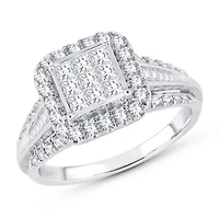 Womens / CT. T.W. Natural White Diamond 10K Gold Cushion Engagement Ring
