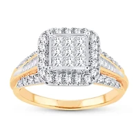 Womens CT. T.W. Natural White Diamond 10K Gold Cushion Engagement Ring