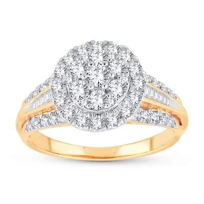 Womens CT. T.W. Natural White Diamond 10K Gold Round Engagement Ring