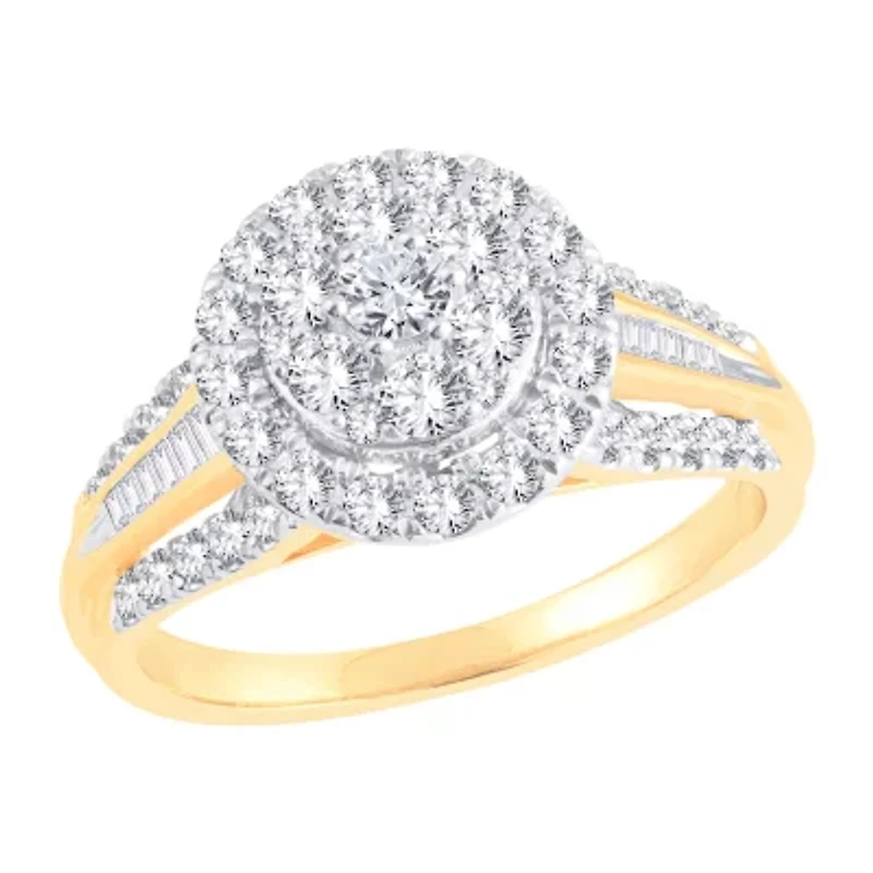 Womens CT. T.W. Natural White Diamond 10K Gold Round Engagement Ring