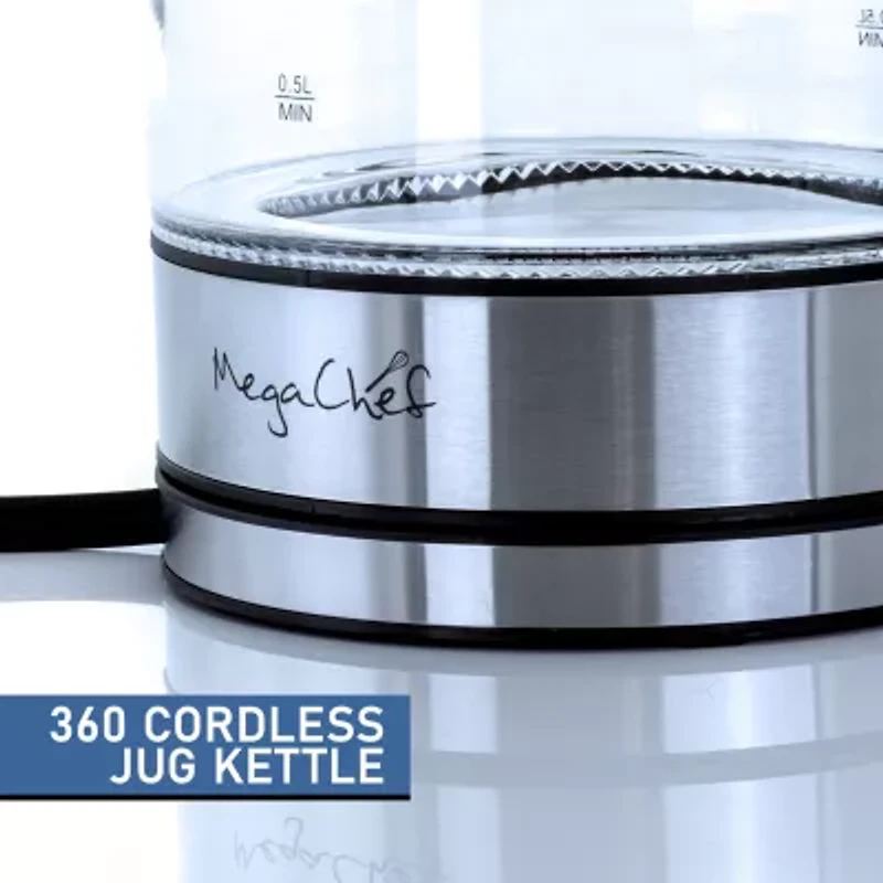 MegaChef 1.7 Quart Glass & Stainless Steel Electric Kettle