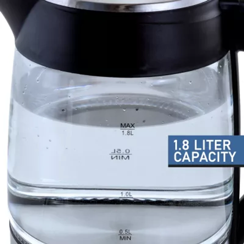MegaChef 1.7 Quart Glass & Stainless Steel Electric Kettle
