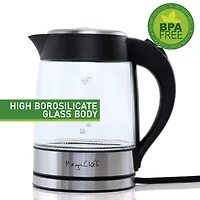 MegaChef 1.7 Quart Glass & Stainless Steel Electric Kettle