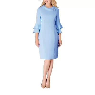 Giovanna Signature Womens Embellished 3/4 Sleeve Shift Dress