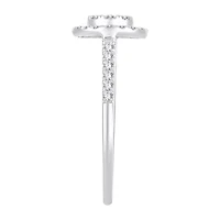 Womens 1/2 CT. T.W. Natural White Diamond 14K Gold Round Side Stone Halo Engagement Ring