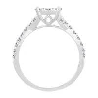 Womens 1 CT. T.W. Natural White Diamond 14K Gold Round Side Stone Halo Engagement Ring