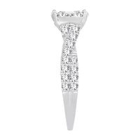 Womens 1 CT. T.W. Natural White Diamond 14K Gold Round Side Stone Halo Engagement Ring