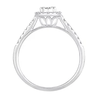 Womens 1/3 CT. T.W. Natural White Diamond 10K Gold Oval Side Stone Engagement Ring