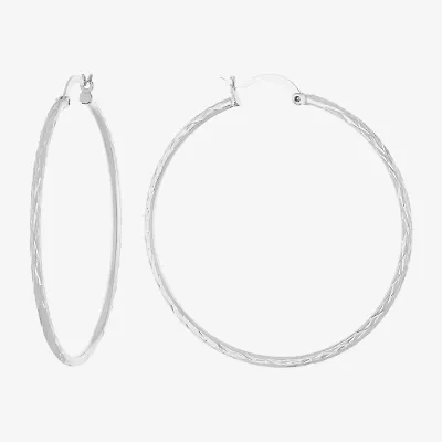 Silver Reflections Pure Silver Over Brass Hoop Earrings