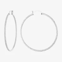 Silver Reflections Pure Silver Over Brass Hoop Earrings