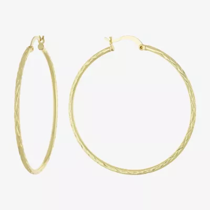 Silver Reflections 14K Gold Over Brass Hoop Earrings