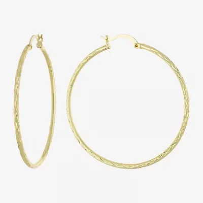 Silver Reflections 14K Gold Over Brass Hoop Earrings