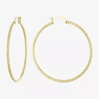 Silver Reflections 14K Gold Over Brass Hoop Earrings