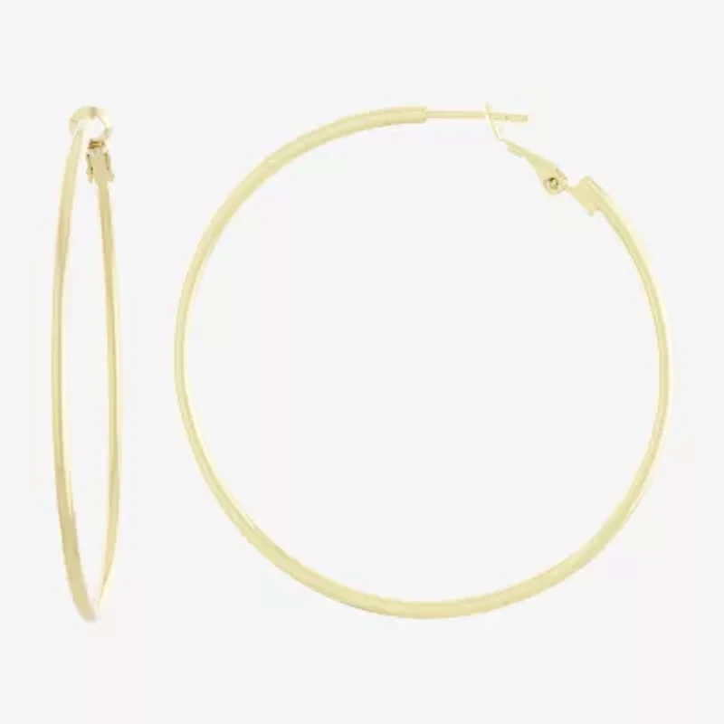 Silver Reflections 14K Gold Over Brass Hoop Earrings