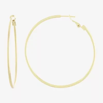 Silver Reflections 14K Gold Over Brass Hoop Earrings