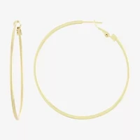Silver Reflections 14K Gold Over Brass Hoop Earrings