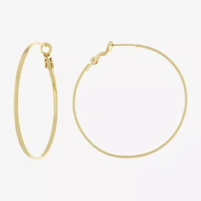 Silver Reflections 14K Gold Over Brass Hoop Earrings