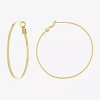 Silver Reflections 14K Gold Over Brass Hoop Earrings