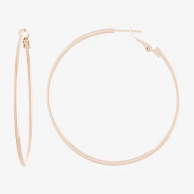 Silver Reflections 14k Rose Gold Over Brass Hoop Earrings