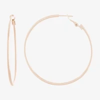Silver Reflections 14k Rose Gold Over Brass Hoop Earrings