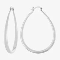 Silver Reflections Pure Silver Over Brass Hoop Earrings