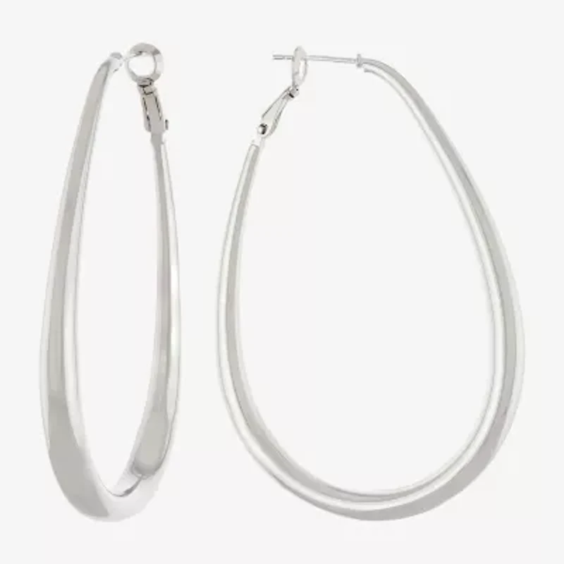 Silver Reflections Pure Silver Over Brass Hoop Earrings