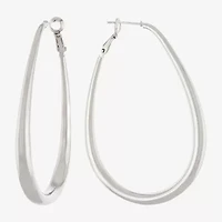 Silver Reflections Pure Silver Over Brass Hoop Earrings