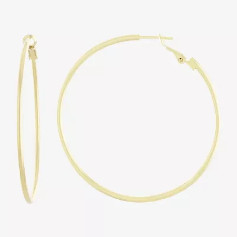  Silver Reflections 14K Gold Over Brass Hoop Earrings