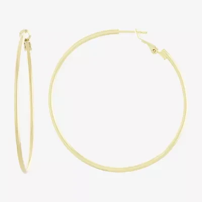  Silver Reflections 14K Gold Over Brass Hoop Earrings