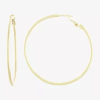  Silver Reflections 14K Gold Over Brass Hoop Earrings
