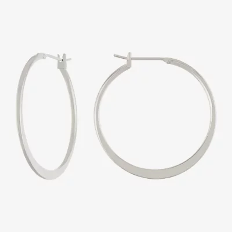 Silver Reflections Pure Silver Over Brass Hoop Earrings