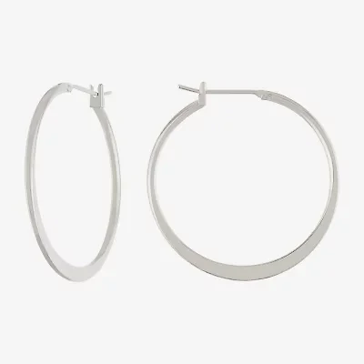 Silver Reflections Pure Silver Over Brass Hoop Earrings