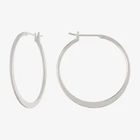 Silver Reflections Pure Silver Over Brass Hoop Earrings