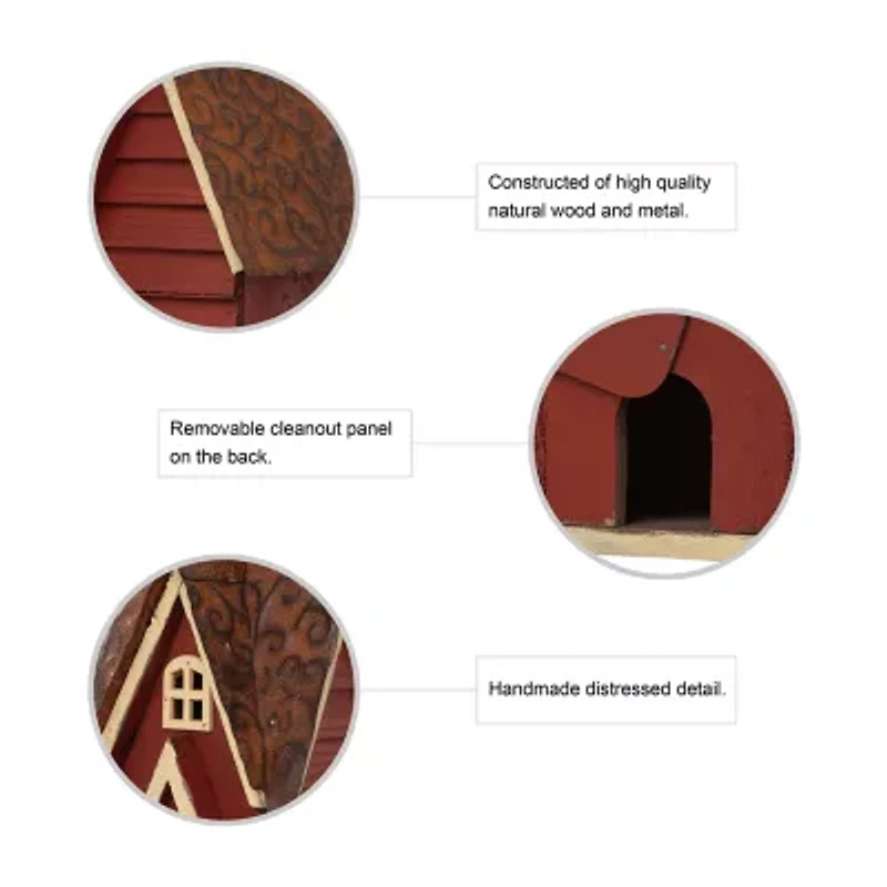 Glitzhome 12in Distressed Wood Bird House