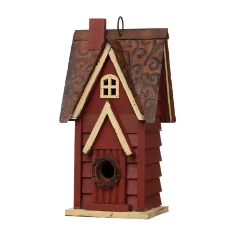 Glitzhome 12in Distressed Wood Bird House