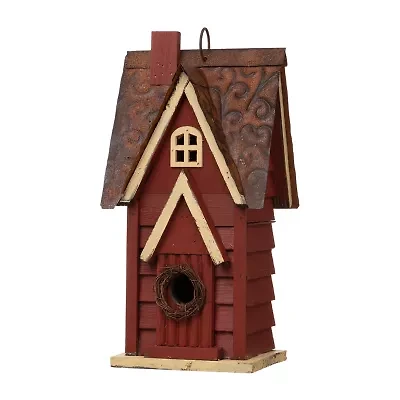 Glitzhome 12in Distressed Wood Bird House